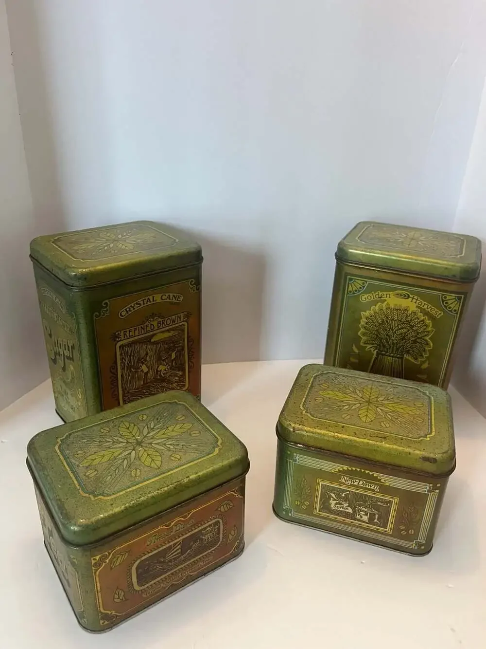 Vintage Cheinco Green Kitchen Canister Set (Coffee, Tea, Sugar, Flour)